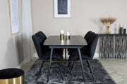 Venture Design Gold & Gemma Rektangulära Matbord 180 x 85 Svart + Matstolar 2-pack Svart