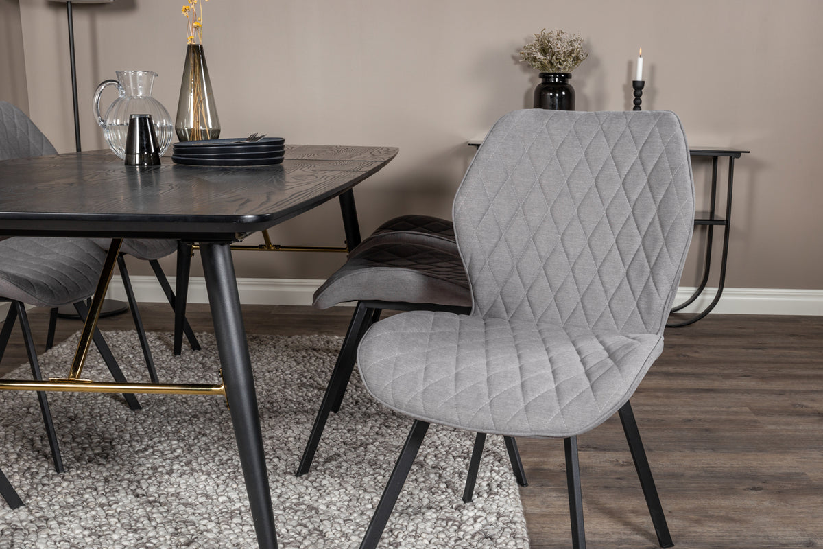 Venture Design Gold & Gemma Matbord 85x180 + Matstolar Grå