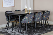 Venture Design Gold & Velvet Rektangulära Matbord 180 x 85 Svart + Matstolar 2-pack Svart