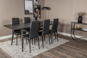 Venture Design Gold & Slim Rektangulära Matbord 180 x 85 Svart + Matstolar 2-pack Svart