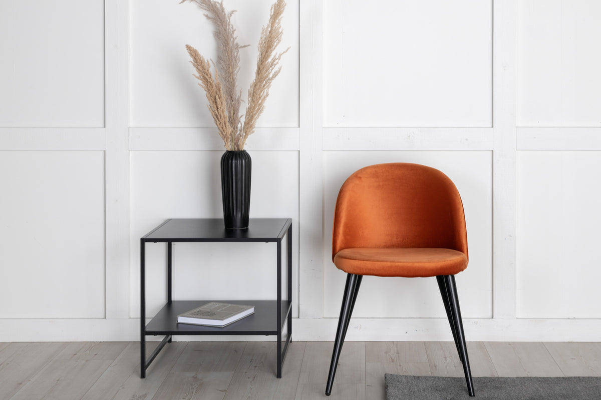 Venture Design Gold & Velvet Rektangulära Matbord 180 x 85 Svart + Matstolar 2-pack Rostig orange