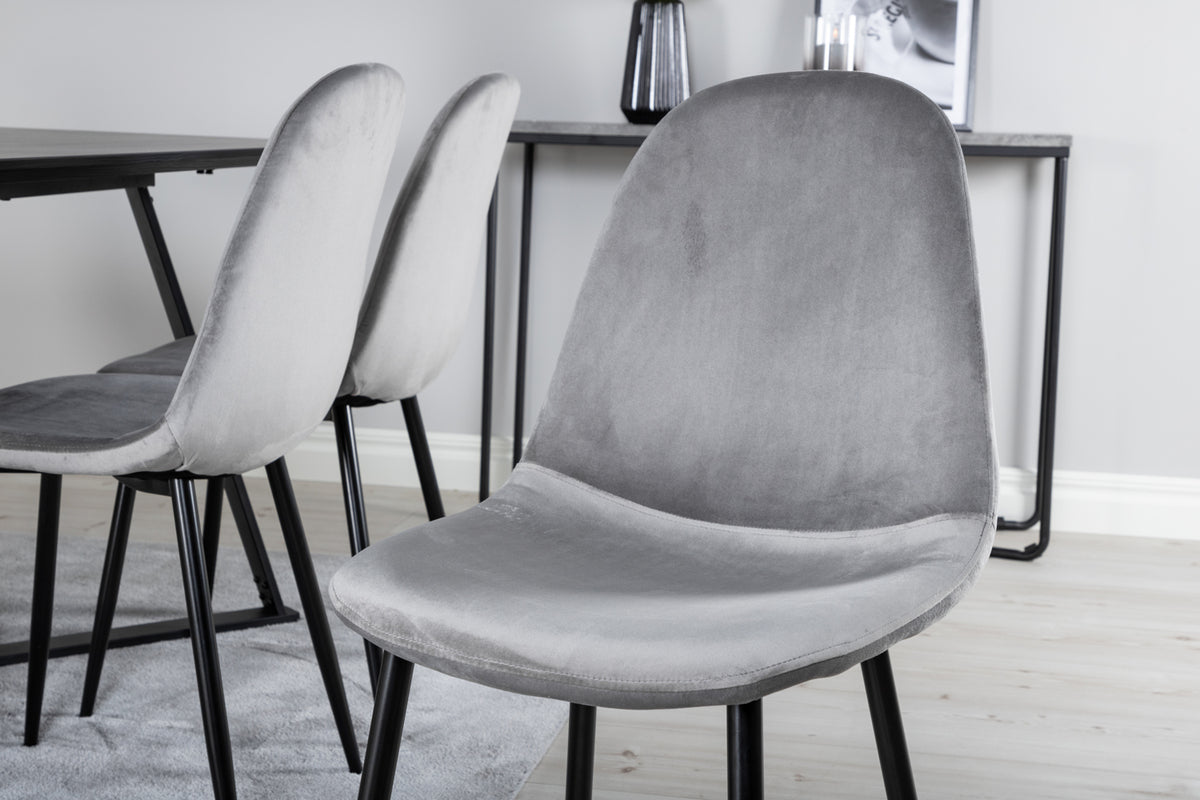 Venture Design Polar & Marina Matstolar 2-pack Grå + Rektangulära Matbord 180 x 90 Svart