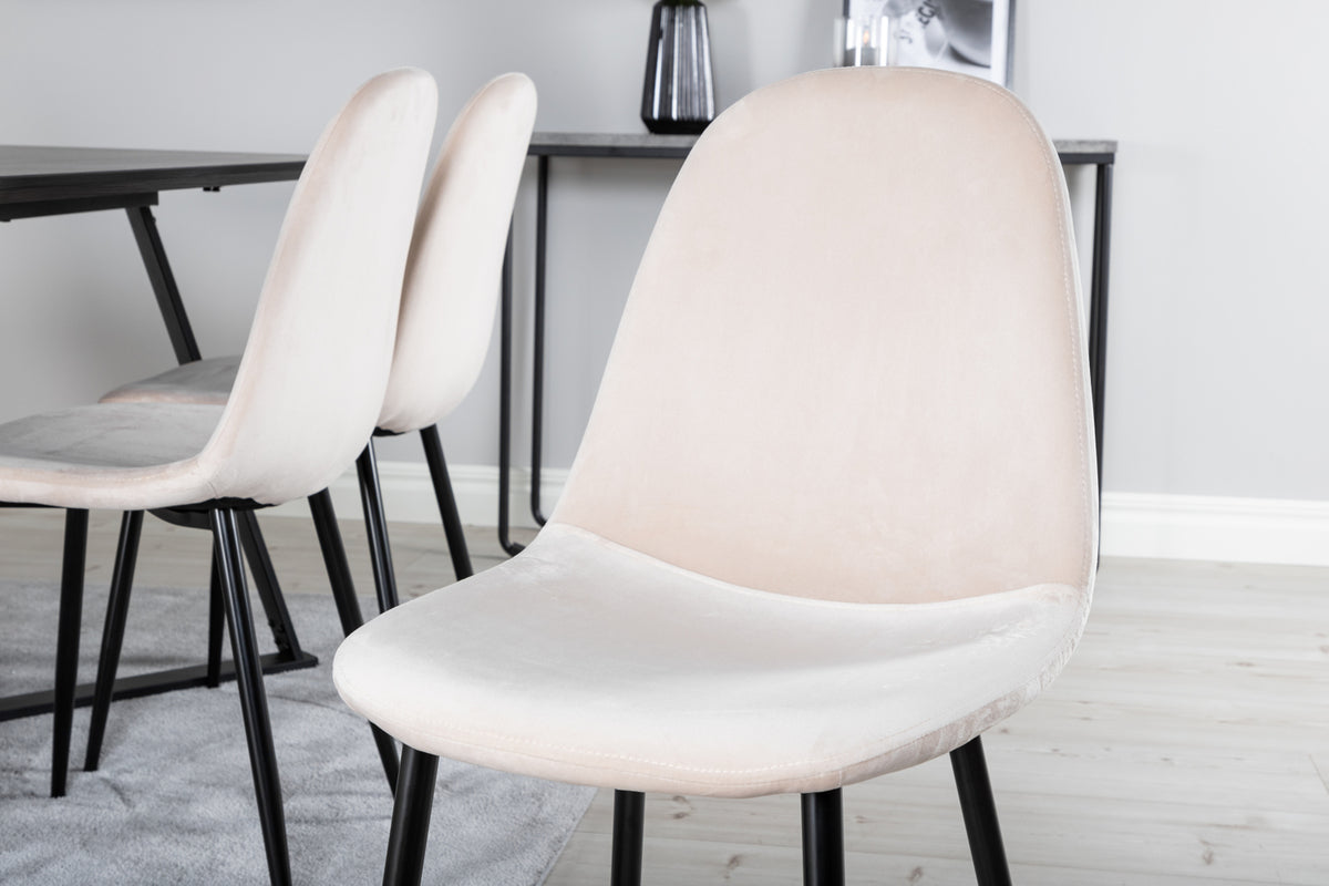 Venture Design Polar & Marina Matstolar 2-pack Beige + Rektangulära Matbord 180 x 90 Svart
