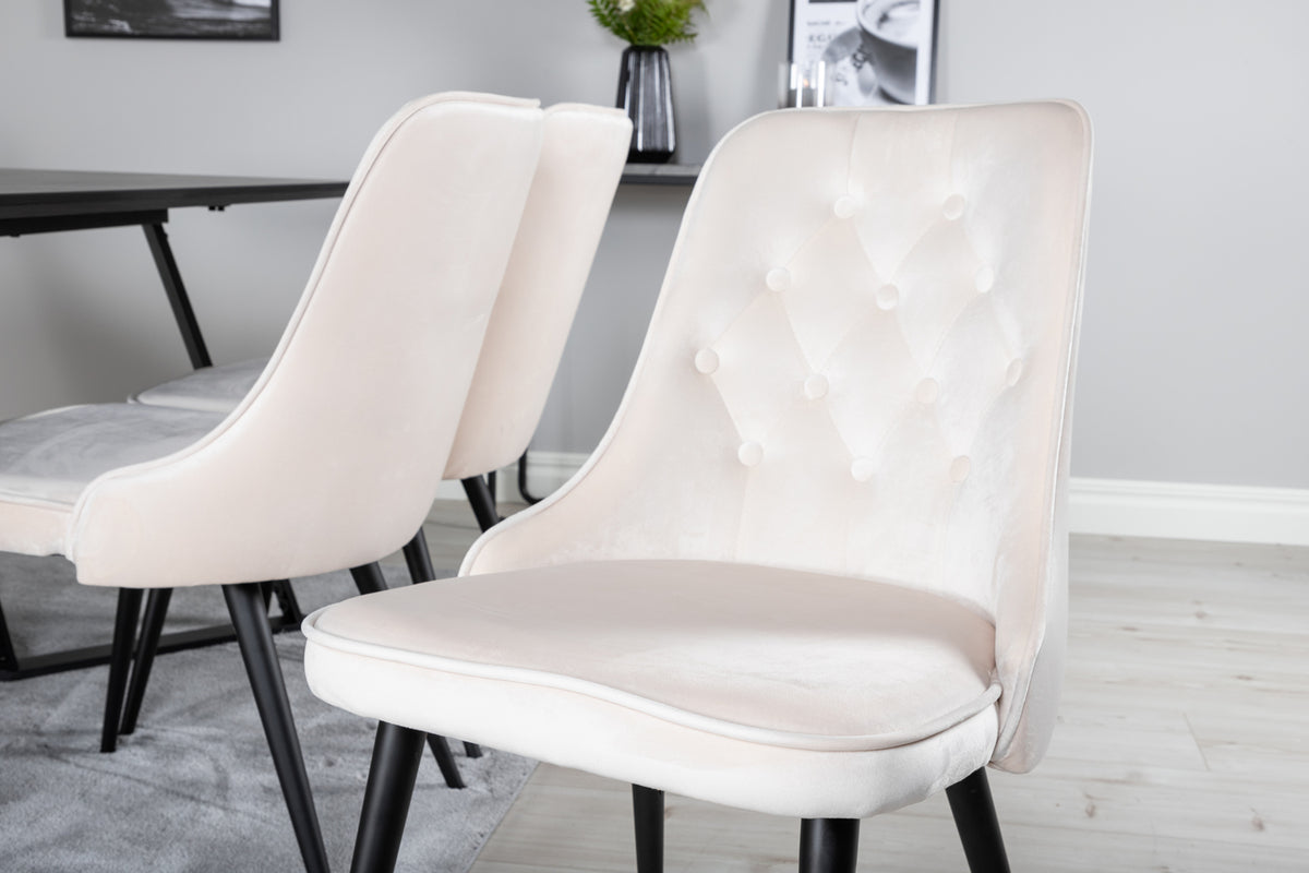 Venture Design Marina & Velvet Deluxe Matbord 90x180 + Matstolar Beige