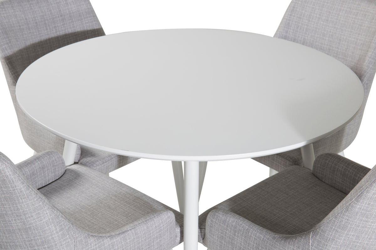 Venture Design Plaza Matstolar 2-pack Grå + Runda Matbord ⌀100 Vit