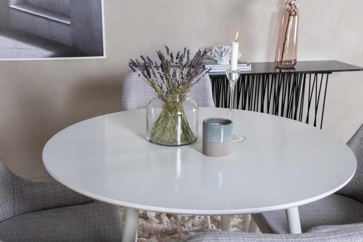 Venture Design Plaza Matstolar 2-pack Grå + Runda Matbord ⌀100 Vit