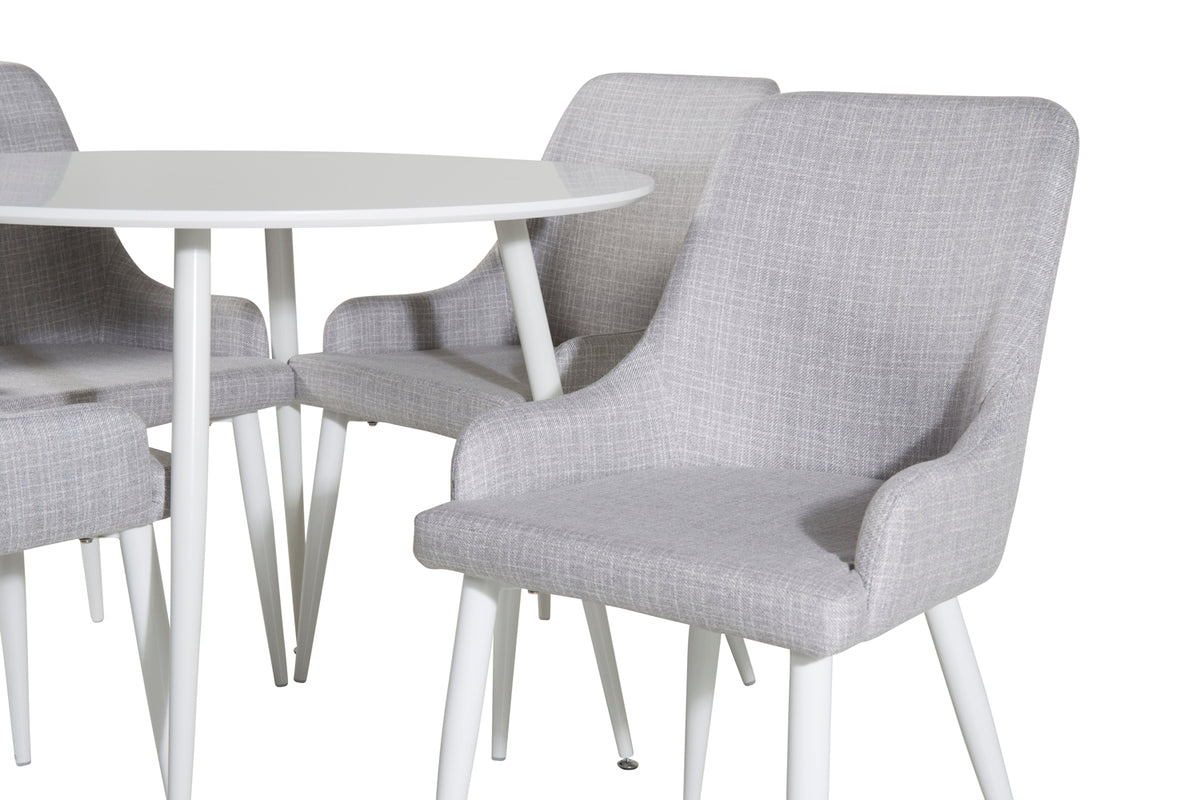 Venture Design Plaza Matstolar 2-pack Grå + Runda Matbord ⌀100 Vit