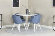 Venture Design Plaza & Velvet Runda Matbord ⌀100 Vit + Matstolar 2-pack Blå