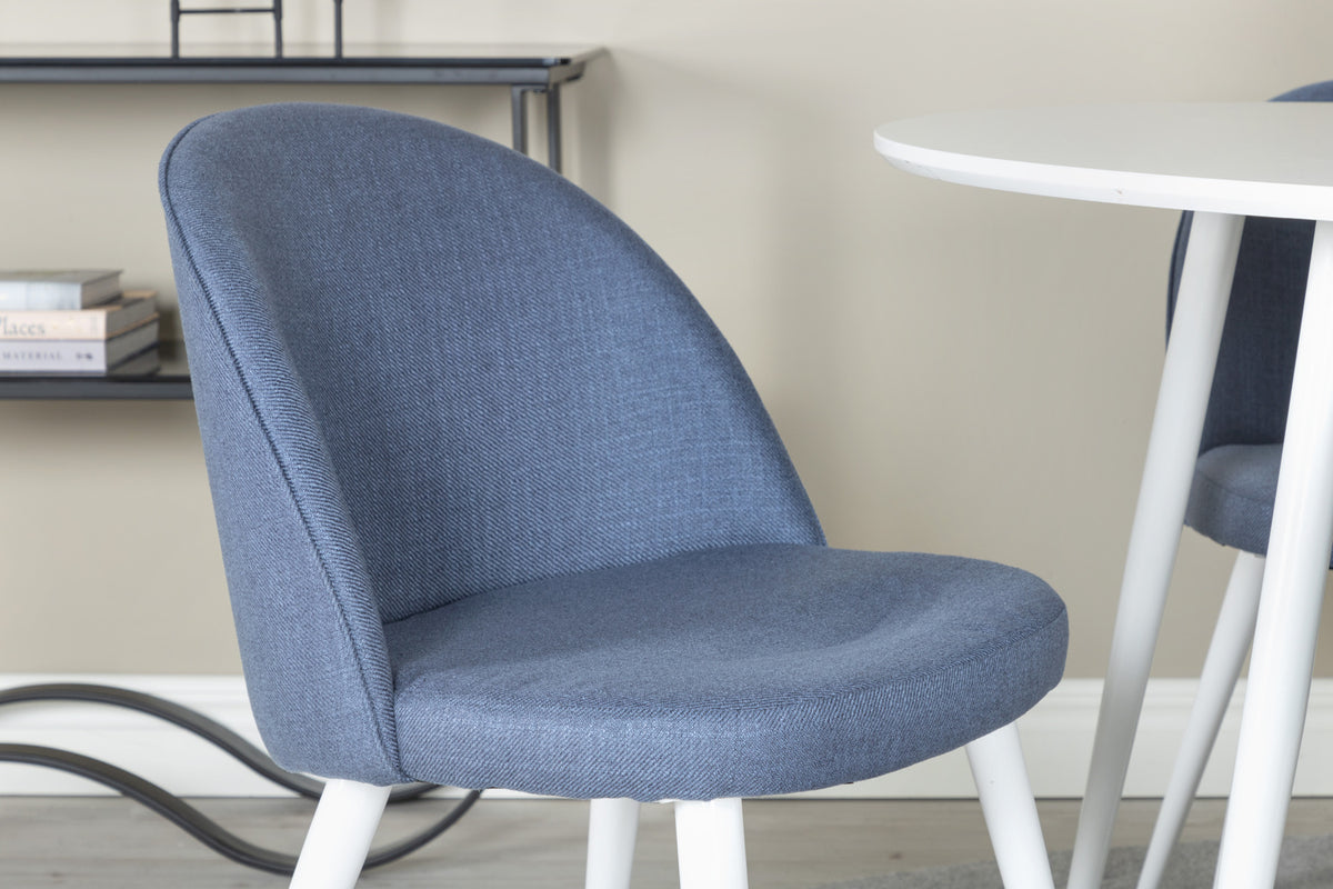 Venture Design Plaza & Velvet Runda Matbord ⌀100 Vit + Matstolar 2-pack Blå