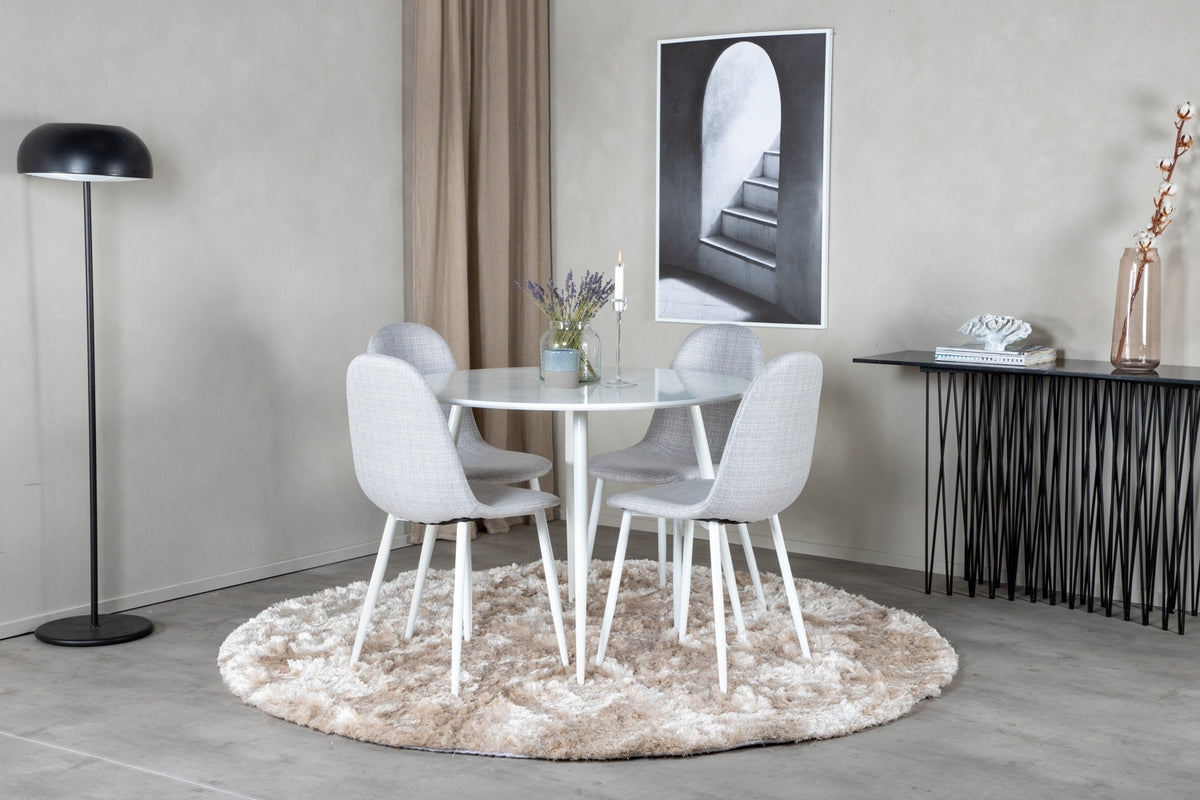 Venture Design Plaza & Polar Runda Matbord ⌀100 Vit + Matstolar 2-pack Grå