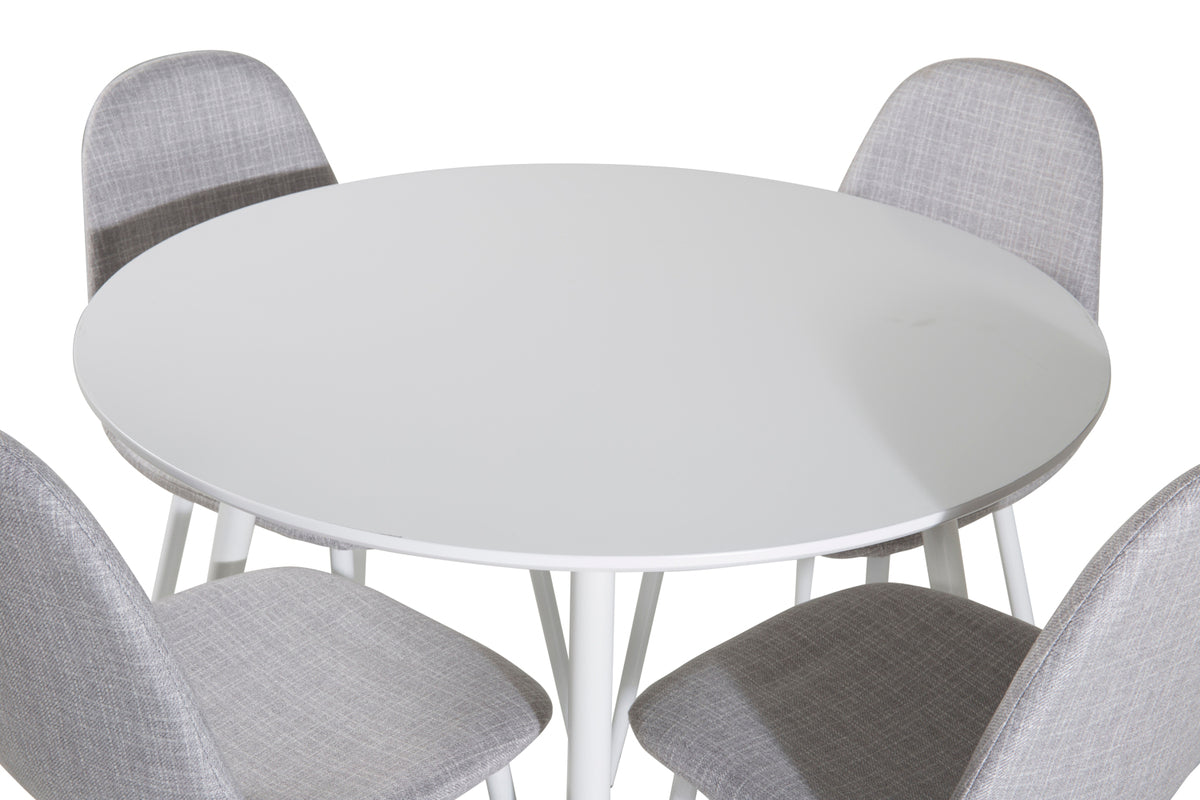 Venture Design Plaza & Polar Runda Matbord ⌀100 Vit + Matstolar 2-pack Grå