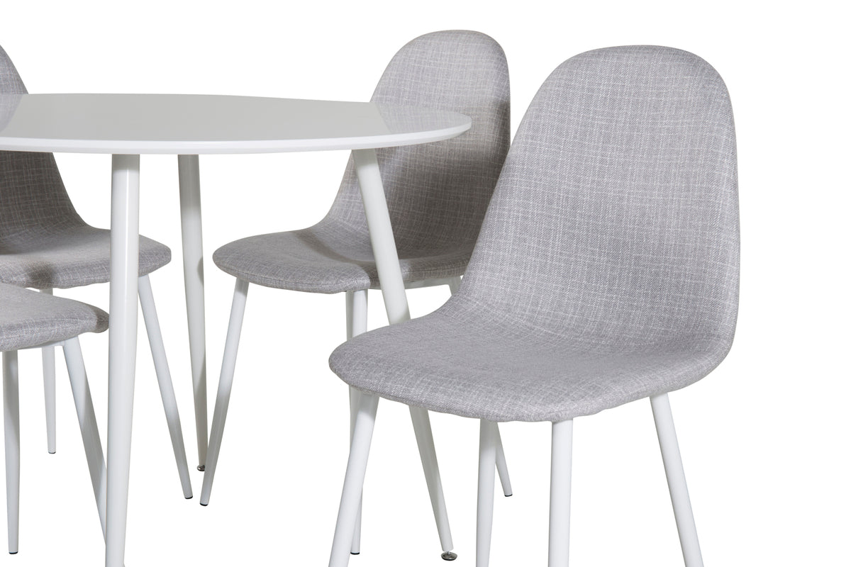 Venture Design Plaza & Polar Runda Matbord ⌀100 Vit + Matstolar 2-pack Grå