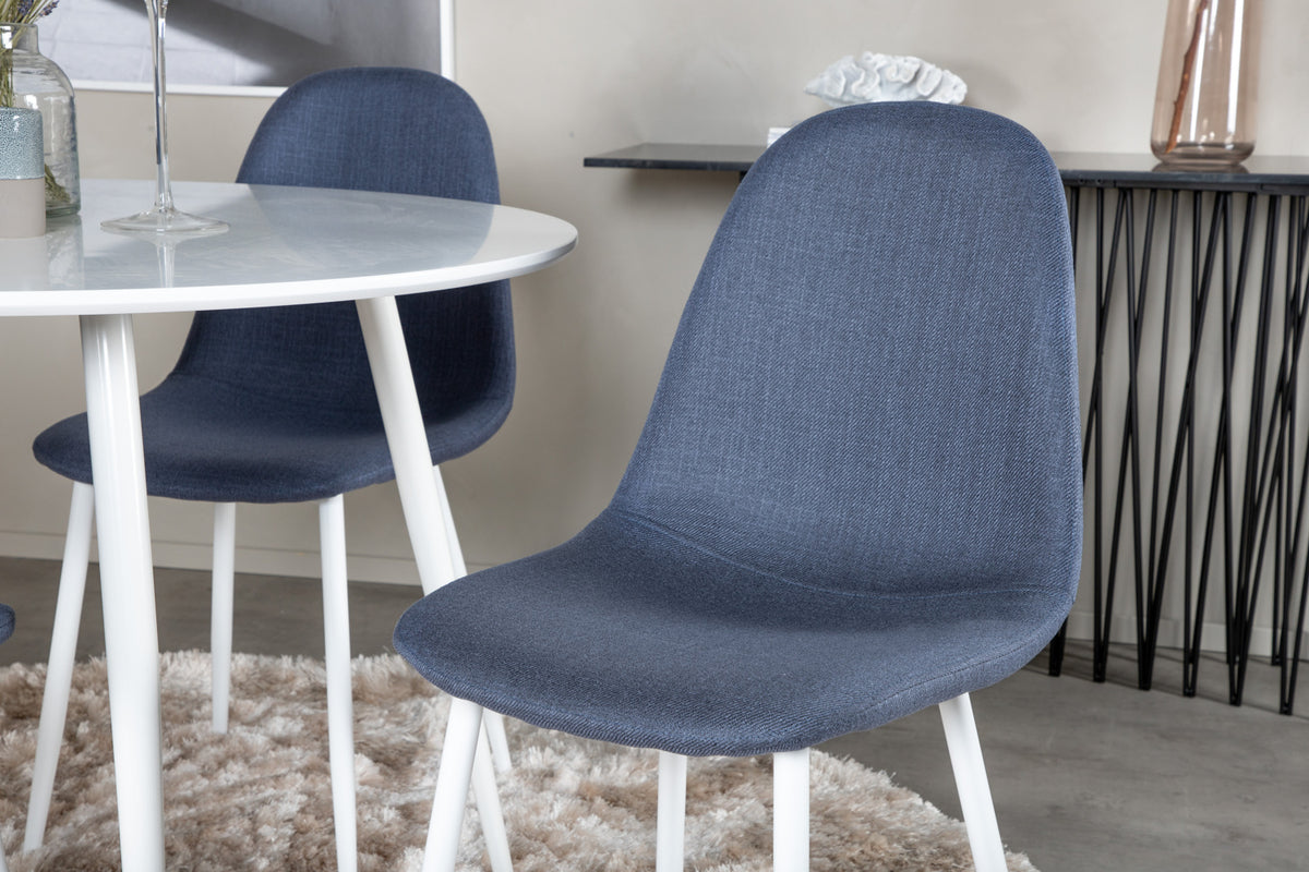 Venture Design Plaza & Polar Runda Matbord ⌀100 Vit + Matstolar 2-pack Blå