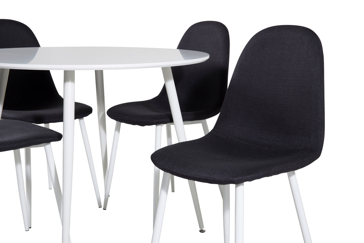 Venture Design Plaza & Polar Runda Matbord ⌀100 Vit + Matstolar 2-pack Svart