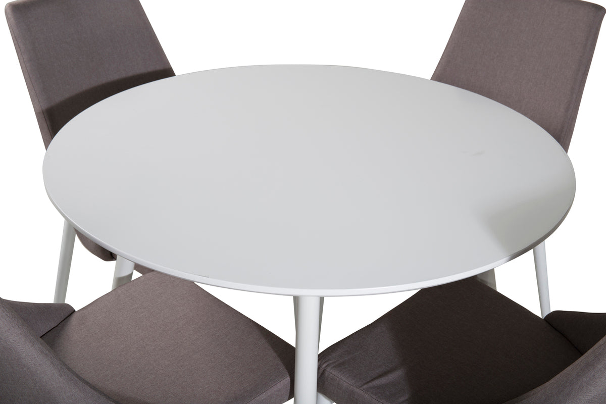 Venture Design Leone & Plaza Matstolar 2-pack Grå + Runda Matbord ⌀100 Vit