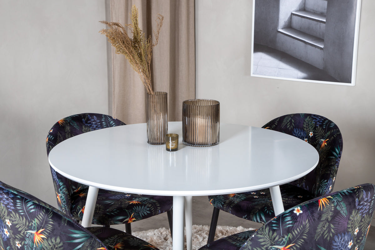 Venture Design Plaza & Velvet Runda Matbord ⌀100 Vit + Matstolar 2-pack Svart