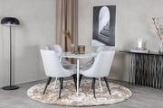 Venture Design Plaza & Velvet Deluxe Matbord ⌀100 + Matstolar Grå
