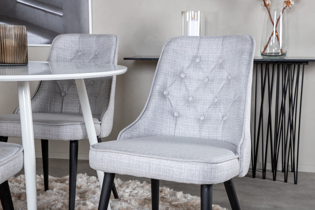Venture Design Plaza & Velvet Deluxe Matbord ⌀100 + Matstolar Grå