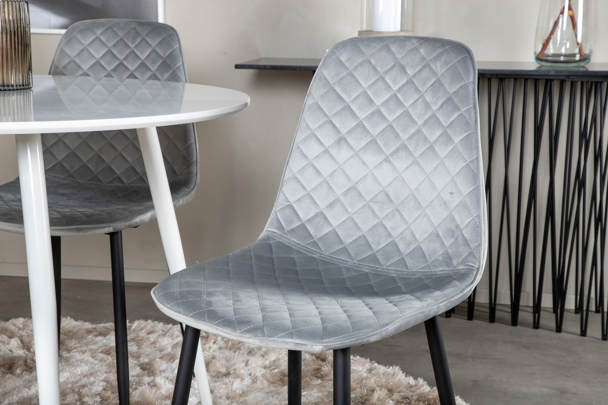 Venture Design Plaza & Polar Runda Matbord ⌀100 Vit + Matstolar 2-pack Grå