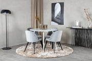 Venture Design Plaza & Velvet Runda Matbord ⌀100 Vit + Matstolar 2-pack Grå
