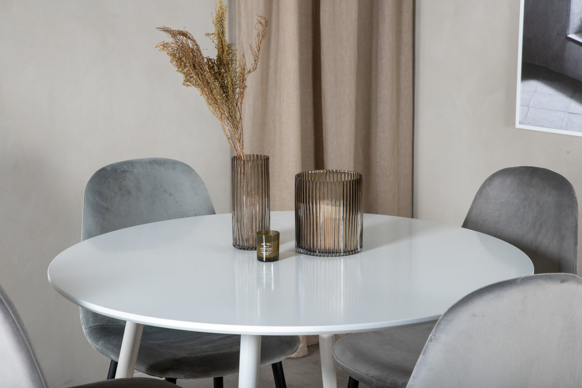 Venture Design Plaza & Polar Runda Matbord ⌀100 Vit + Matstolar 2-pack Grå