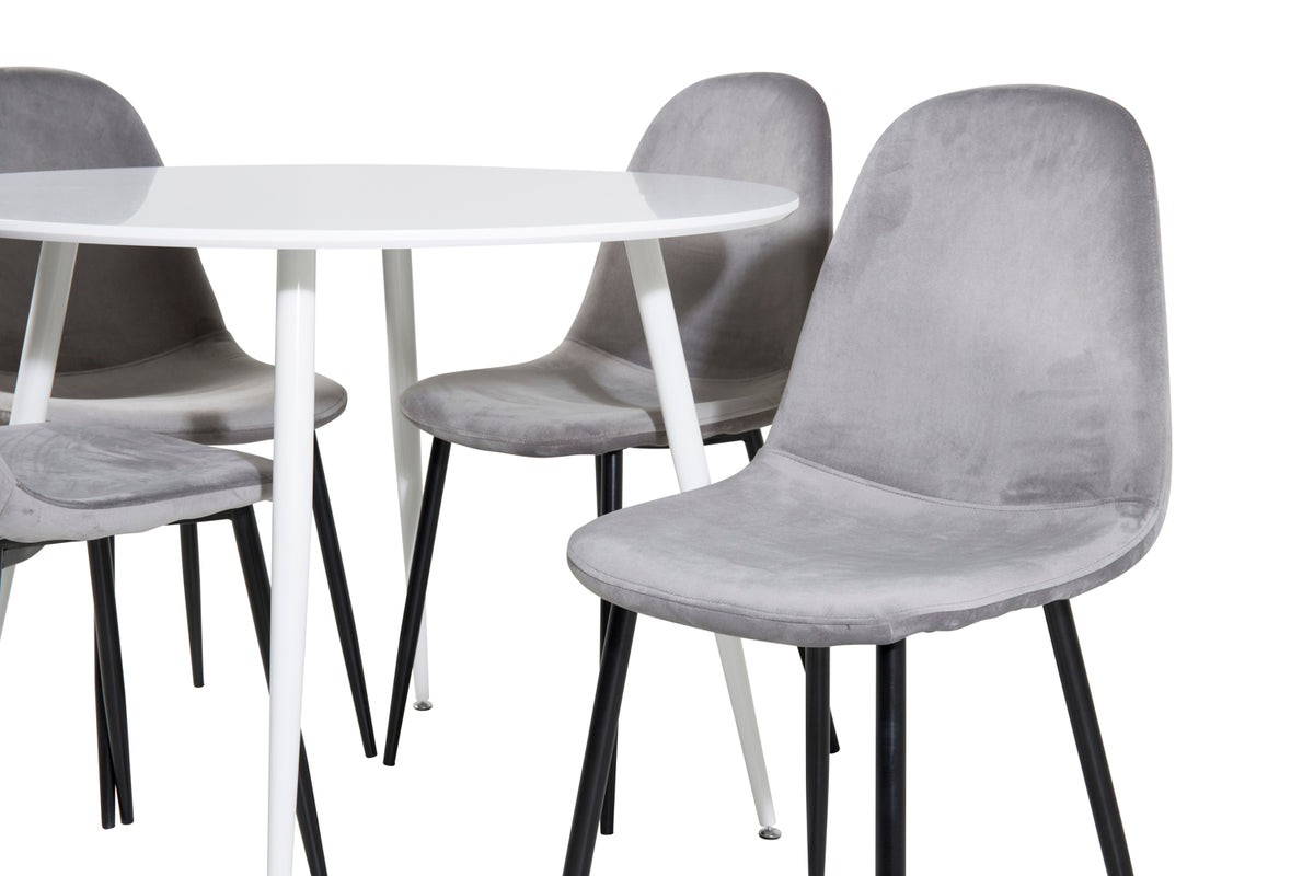 Venture Design Plaza & Polar Runda Matbord ⌀100 Vit + Matstolar 2-pack Grå