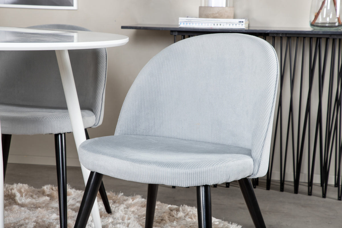 Venture Design Plaza & Velvet Runda Matbord ⌀100 Vit + Matstolar 2-pack Ljusgrå