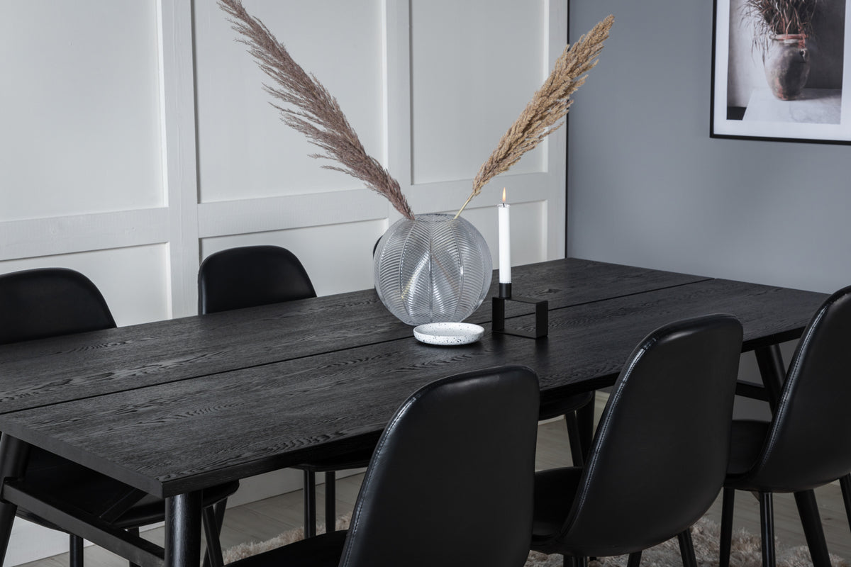 Venture Design Sleek & Polar Rektangulära Matbord 195 x 95 Svart + Matstolar 2-pack Svart