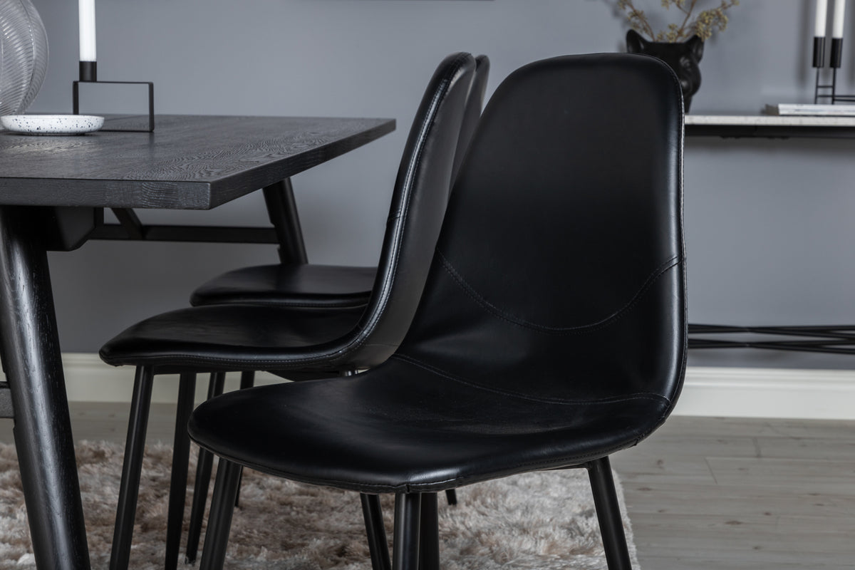 Venture Design Sleek & Polar Rektangulära Matbord 195 x 95 Svart + Matstolar 2-pack Svart
