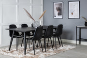 Venture Design Sleek & Polar Rektangulära Matbord 195 x 95 Svart + Matstolar 2-pack Svart