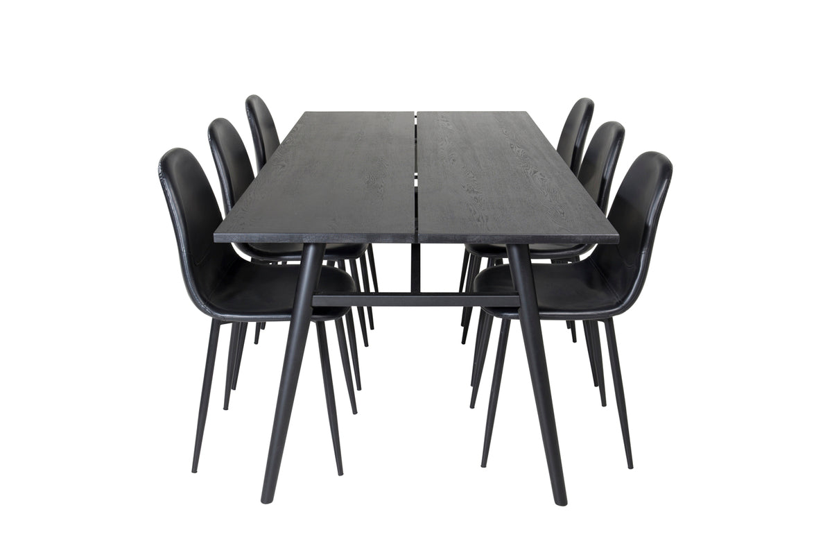 Venture Design Sleek & Polar Rektangulära Matbord 195 x 95 Svart + Matstolar 2-pack Svart