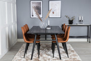 Venture Design Sleek & Polar Rektangulära Matbord 195 x 95 Svart + Matstolar 2-pack Brun