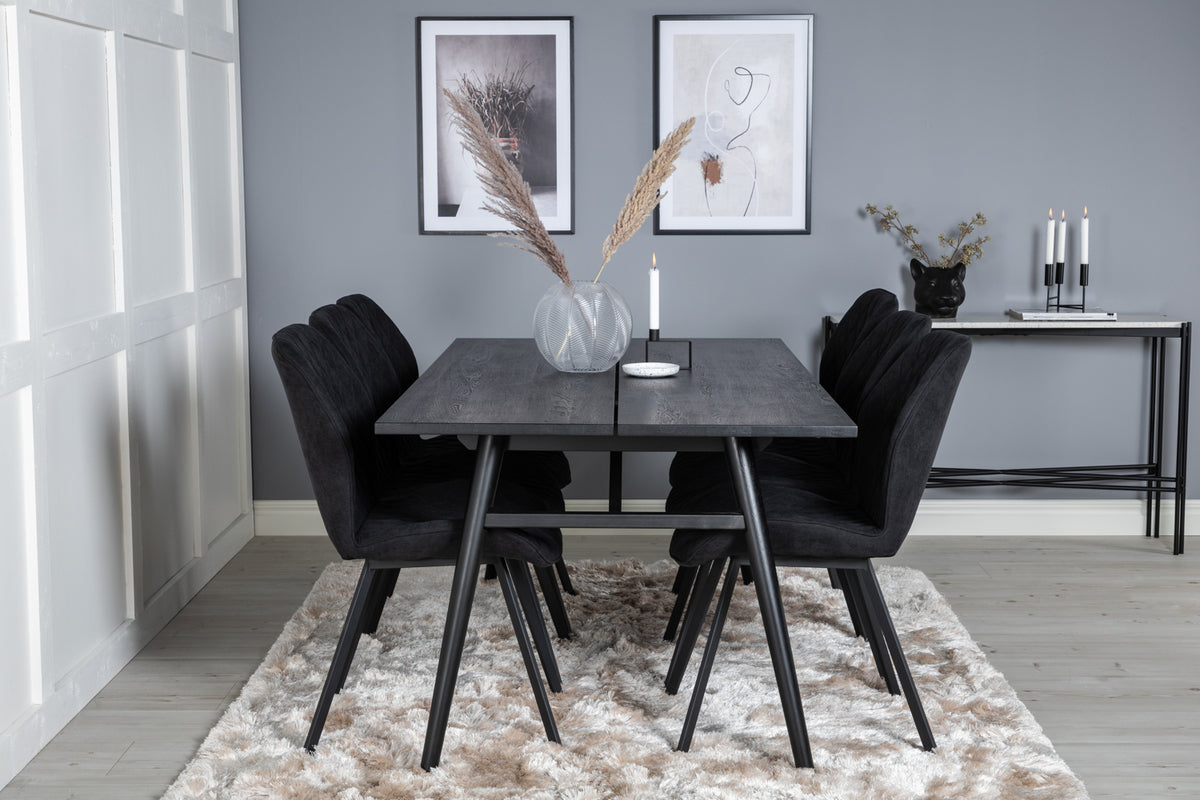 Venture Design Sleek & Gemma Matbord 95x195 + Matstolar Svart