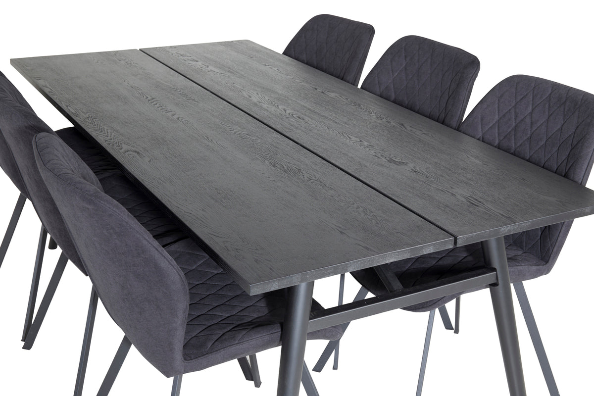 Venture Design Sleek & Gemma Matbord 95x195 + Matstolar Svart