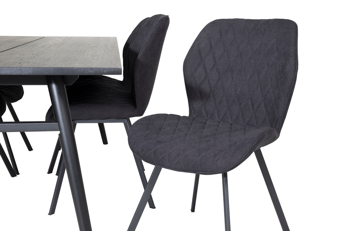 Venture Design Sleek & Gemma Matbord 95x195 + Matstolar Svart
