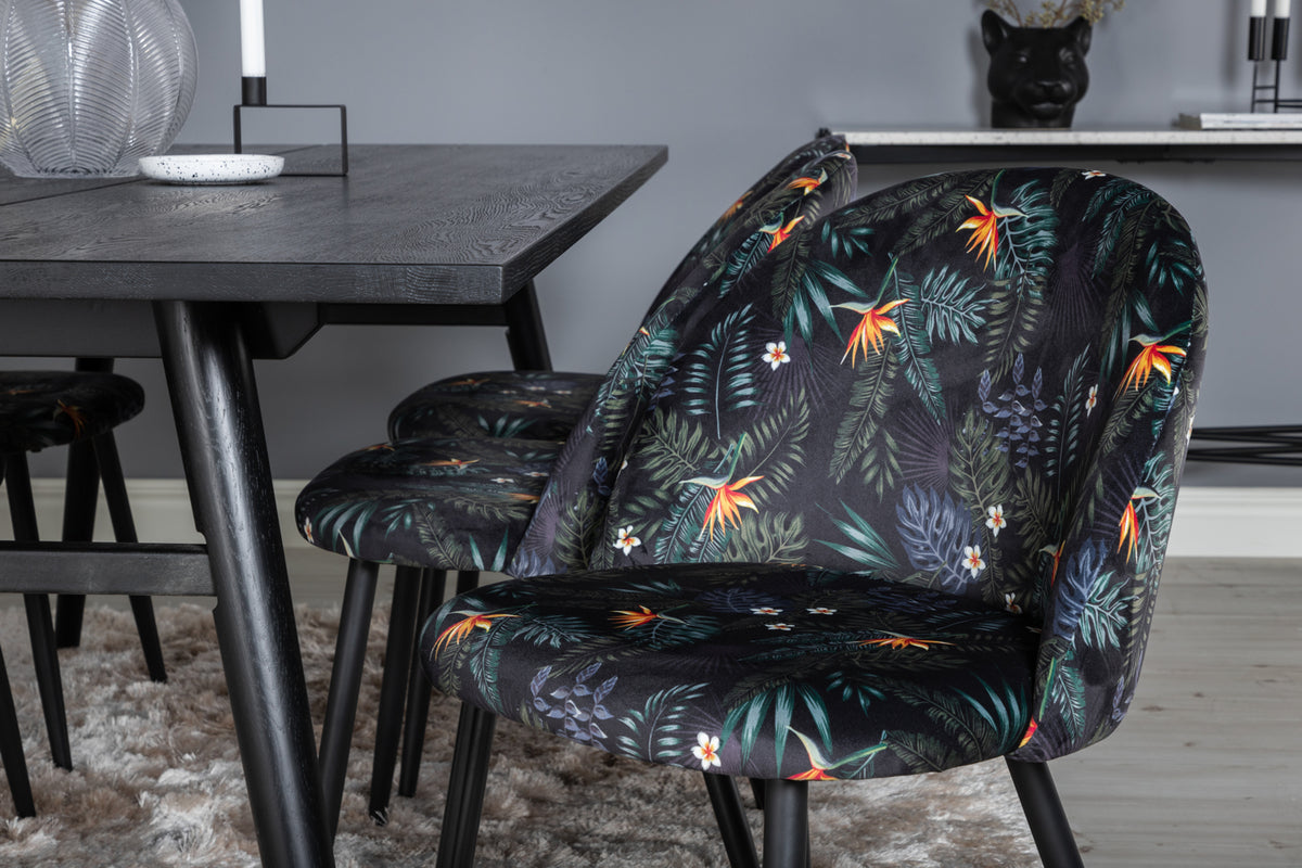 Venture Design Sleek & Velvet Matbord 95x195 + Matstolar Svart