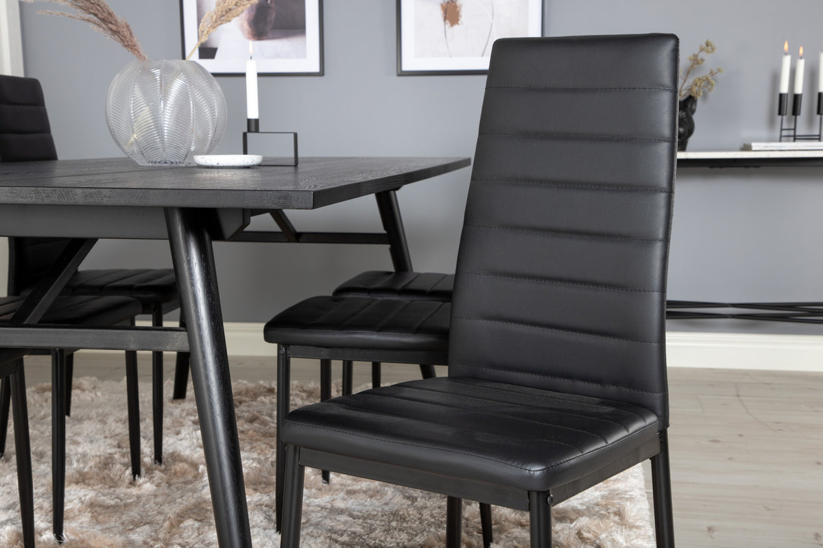 Venture Design Sleek & Slim Matbord 95x195 + Matstolar Svart