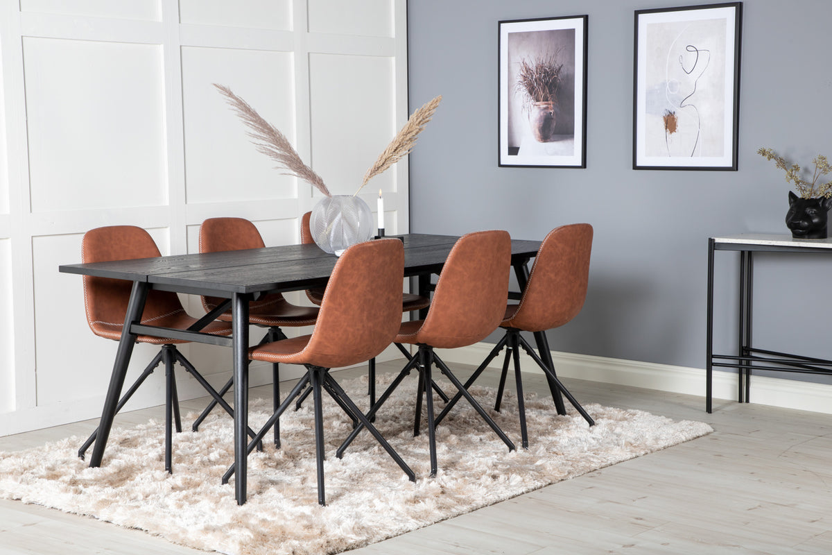Venture Design Sleek & Polar Matbord 95x195 + Matstolar Brun