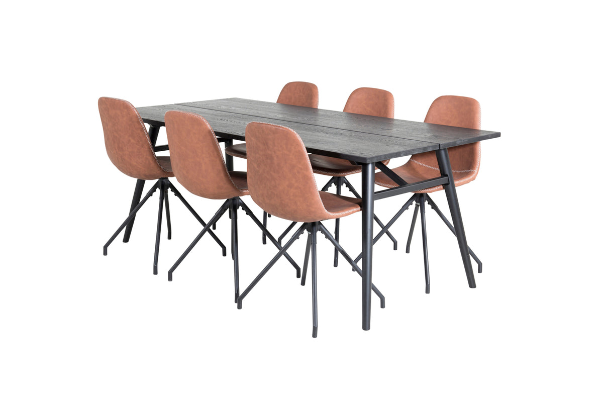 Venture Design Sleek & Polar Matbord 95x195 + Matstolar Brun