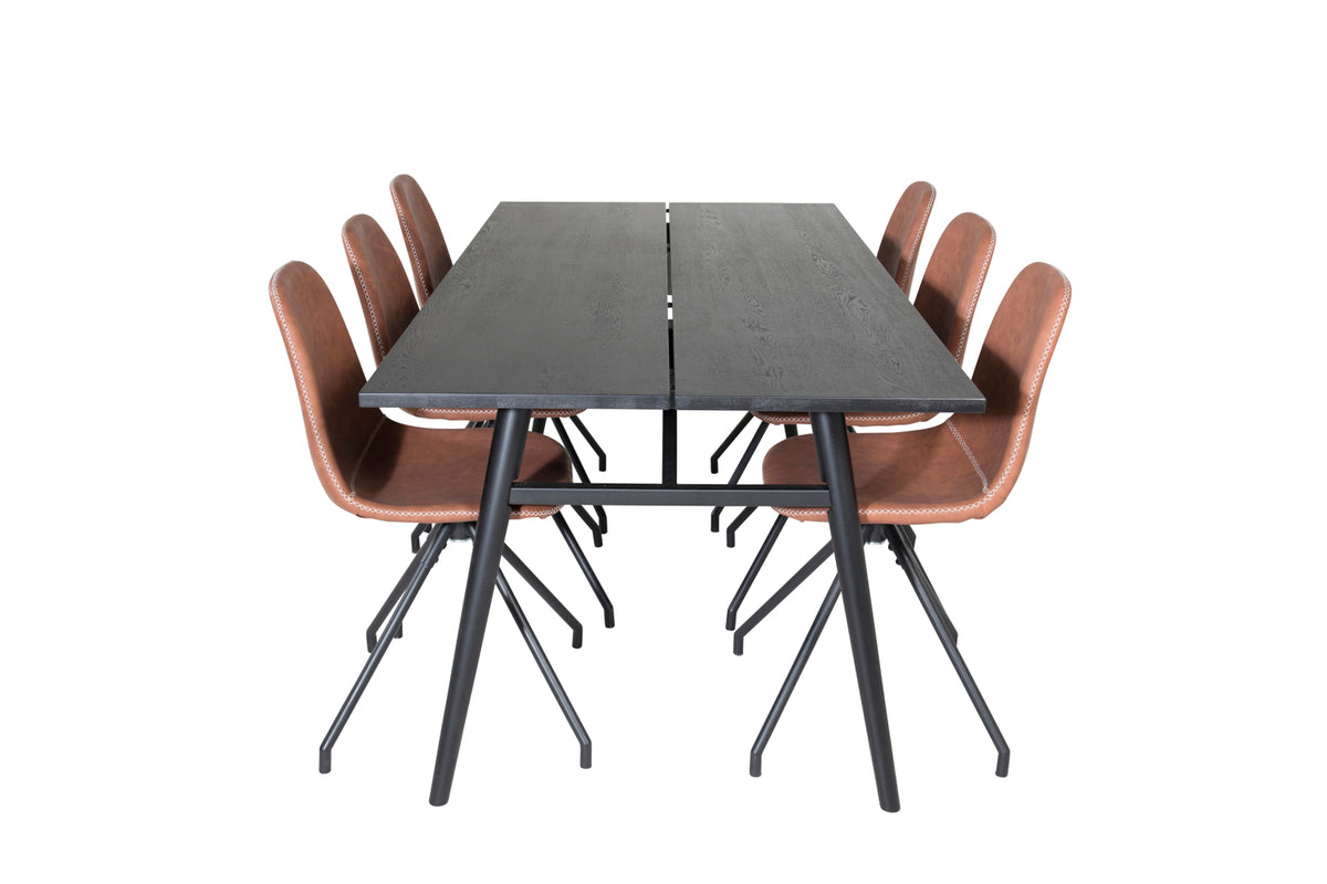 Venture Design Sleek & Polar Matbord 95x195 + Matstolar Brun