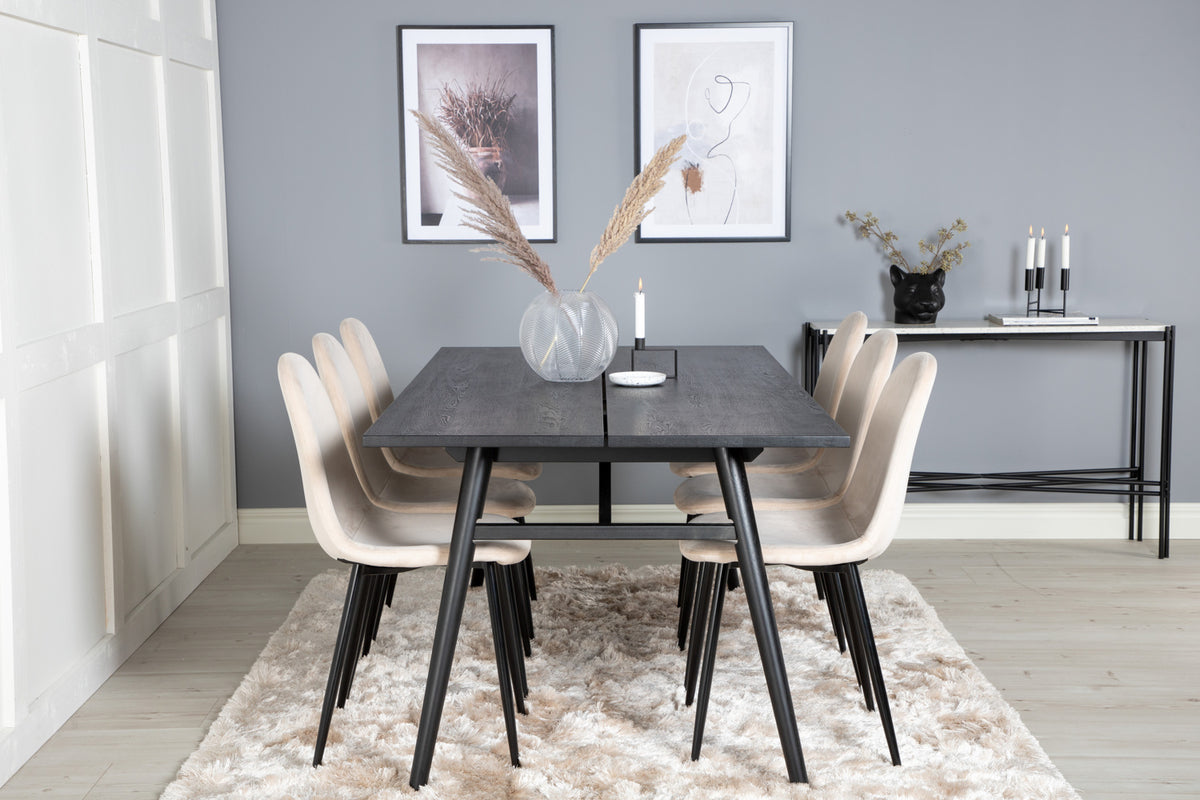 Venture Design Sleek & Polar Matbord 95x195 + Matstolar Beige