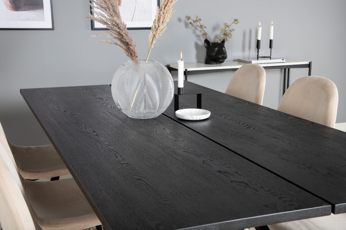 Venture Design Sleek & Polar Matbord 95x195 + Matstolar Beige