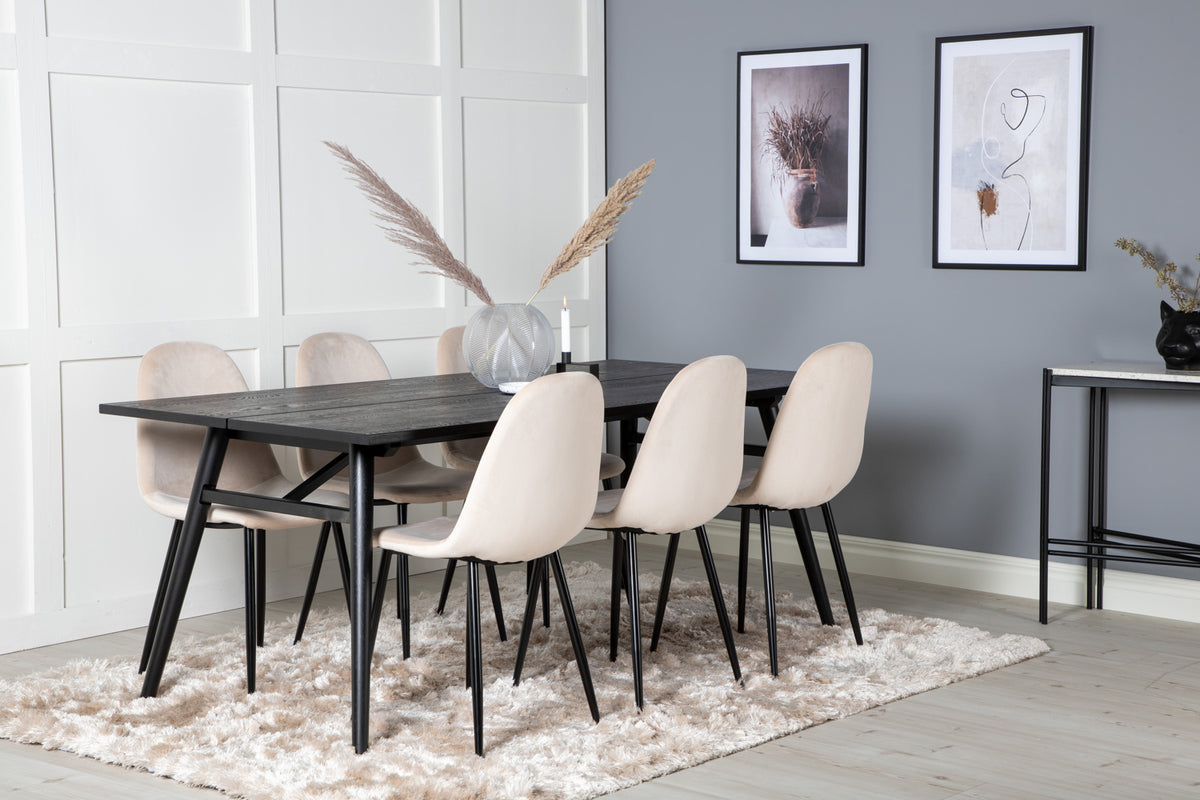 Venture Design Sleek & Polar Matbord 95x195 + Matstolar Beige