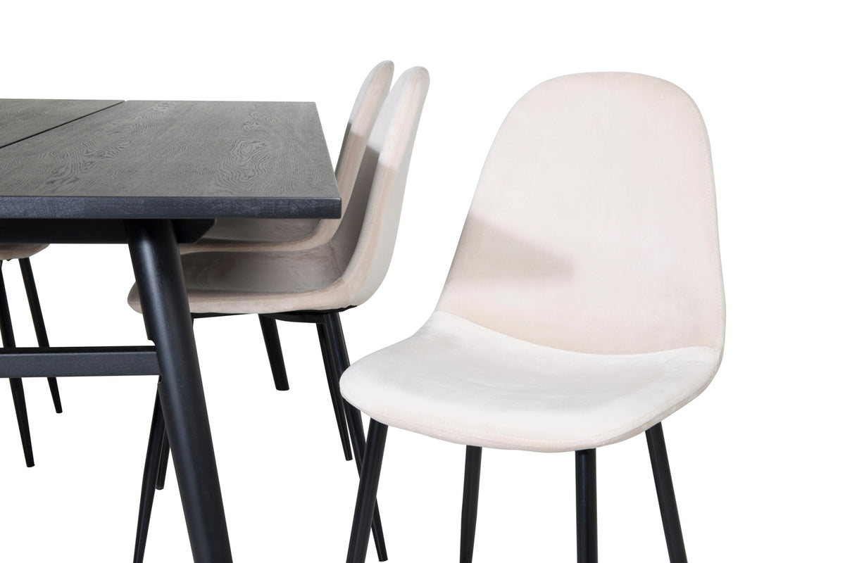 Venture Design Sleek & Polar Matbord 95x195 + Matstolar Beige