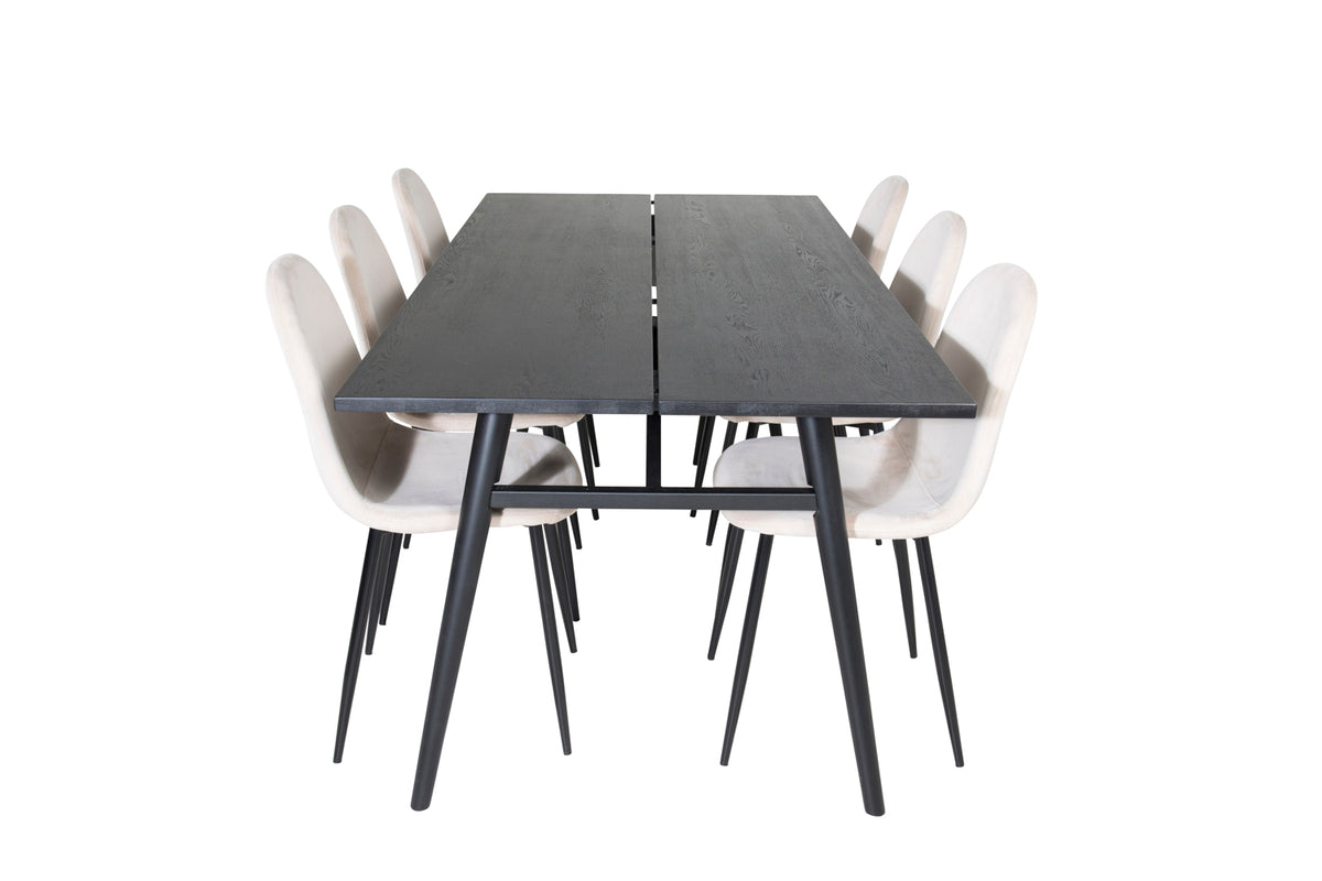 Venture Design Sleek & Polar Matbord 95x195 + Matstolar Beige