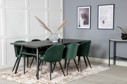 Venture Design Sleek & Velvet Matbord 95x195 + Matstolar Grön