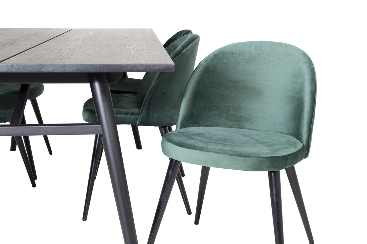 Venture Design Sleek & Velvet Matbord 95x195 + Matstolar Grön