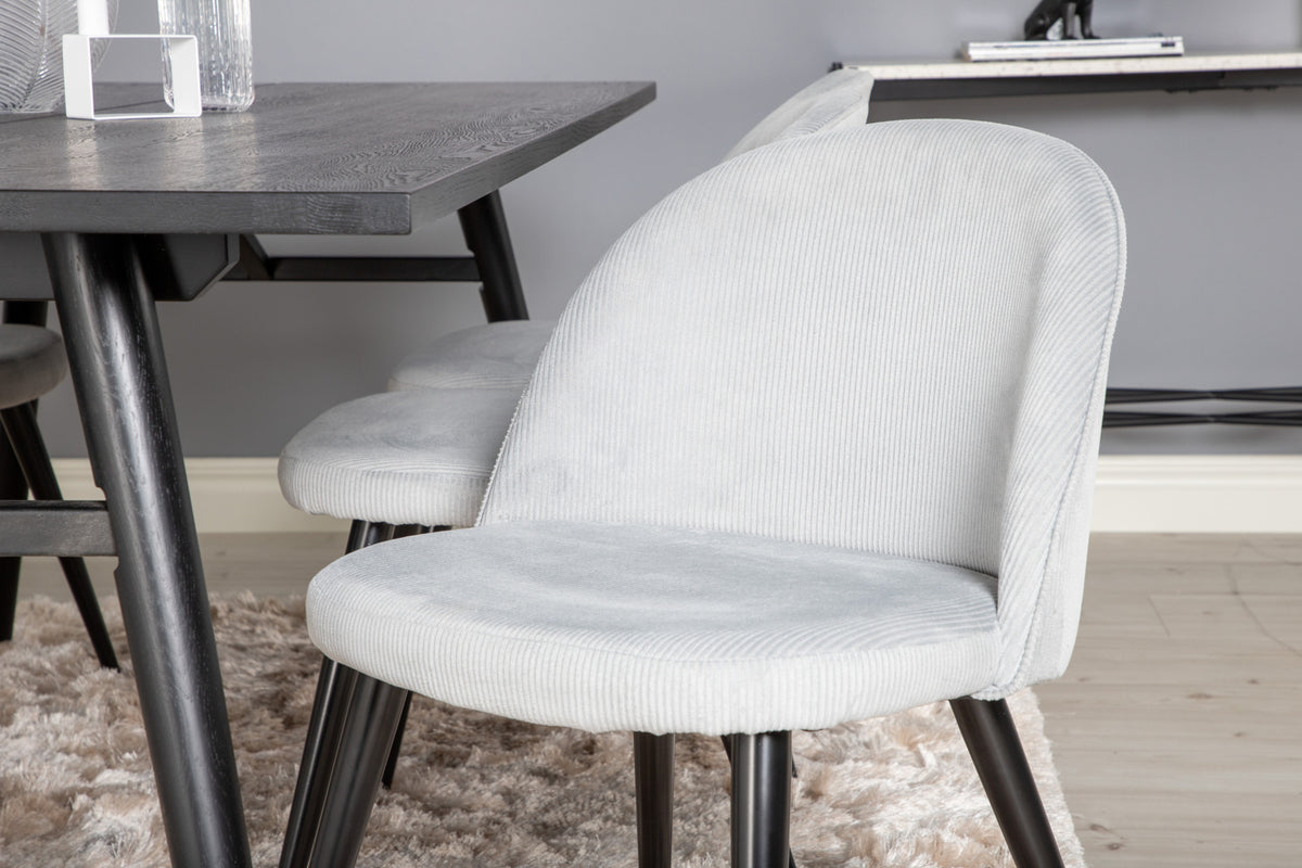 Venture Design Sleek & Velvet Matbord 95x195 + Matstolar Ljusgrå