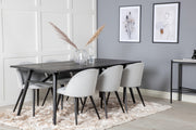 Venture Design Sleek & Velvet Matbord 95x195 + Matstolar Ljusgrå