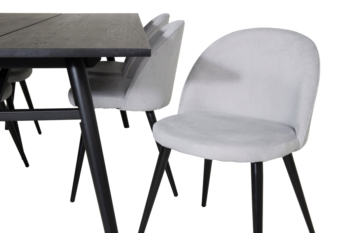Venture Design Sleek & Velvet Matbord 95x195 + Matstolar Ljusgrå